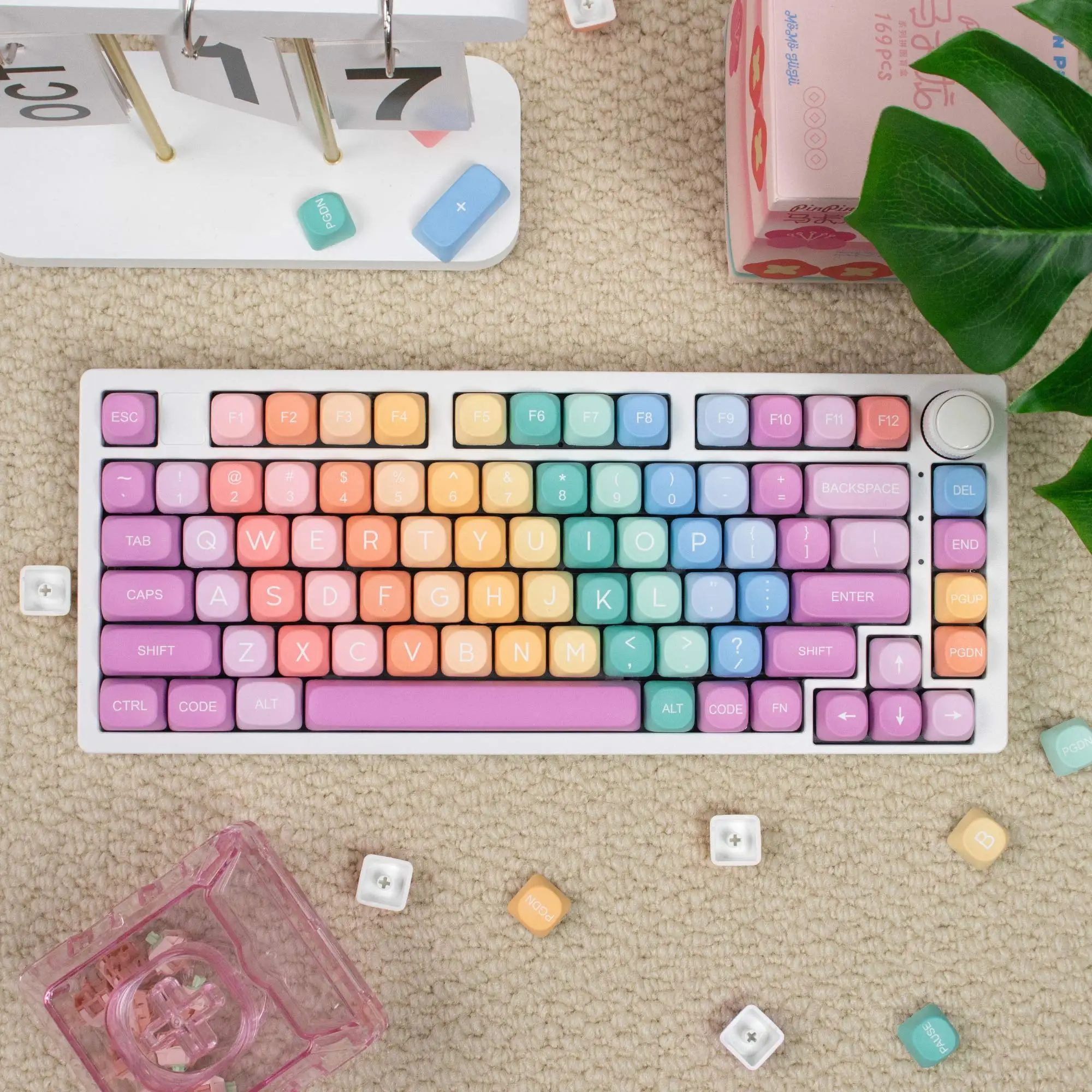 Rainbow MOA Keycaps 126 Keys Cute Candy Colorful Custom PBT Keycaps Dye-Sublimation Keycaps For Mechanical Keyboards - imagen 3