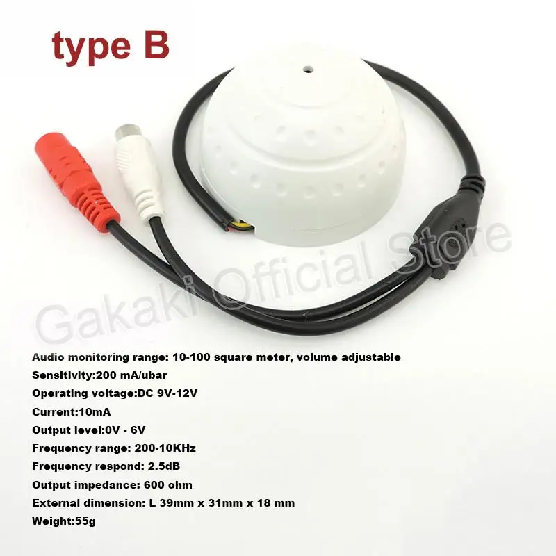 Mini micrófono CCTV, Monitor de sonido, dispositivo de recogida de Audio para cámara de seguridad, accesorios DVR, videovigilancia - imagen 3