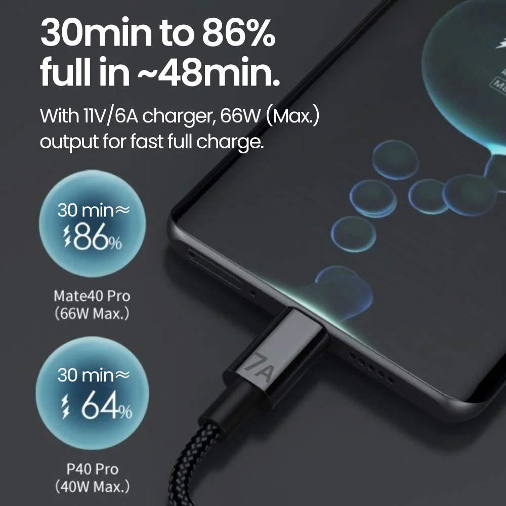 Cable de datos tejido de carga súper rápida para teléfono móvil USB A a tipo c de 120W para Samsung Huawei Honor vivo oppo cable de datos del cargador - imagen 3