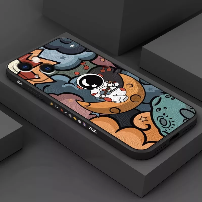 Funda de silicona cuadrada para teléfono Samsung Galaxy, carcasa con diseño creativo de astronauta y Planeta para modelos A13, A23, A33, A53, A73, 5G, A32, A52, A52s, A72, A51 y A71 - imagen 3