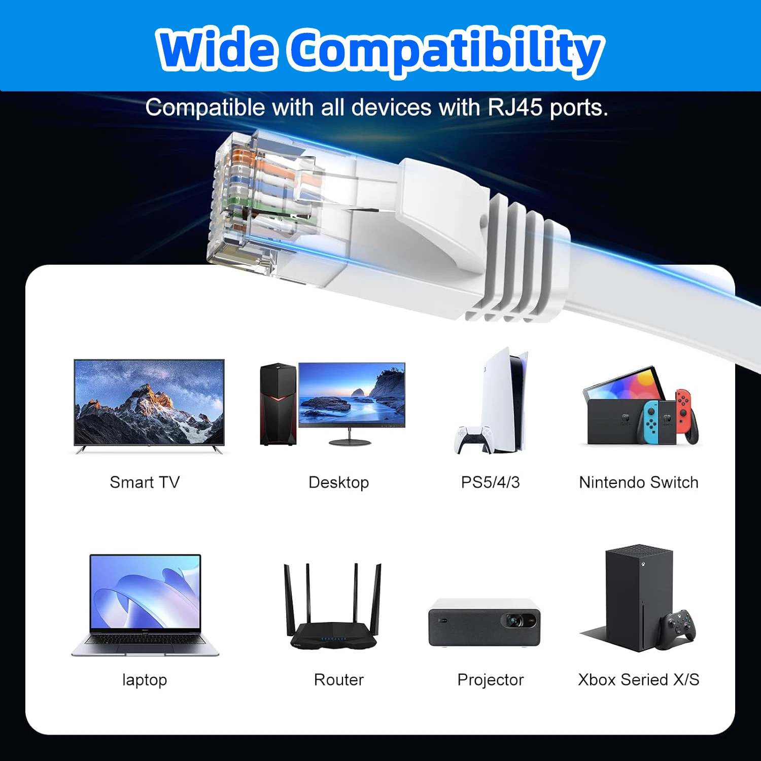 Cable Ethernet Cat6 RJ45 Plano – Conexión Red Gigabit Estable - imagen 4