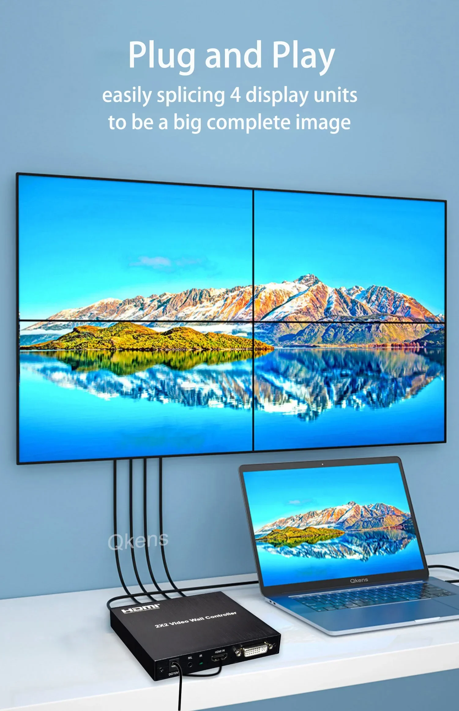 Controlador de pared de vídeo HDMI, 2x2, HD 1080P, 1x2, 1x4, 1x3, 3x1, 4x1, procesador de costura de pantalla múltiple, empalmador de caja de empalme de TV, giro de 180 ° - imagen 5