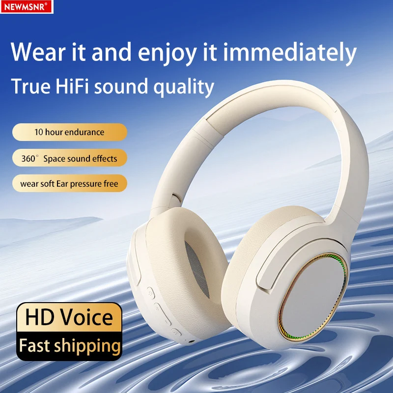 NEWWMSNR lumière colorée sans fil Bluetooth casque Surround son casque sport Gamer écouteur Support TF/AUX réduction du bruit - imagen 2