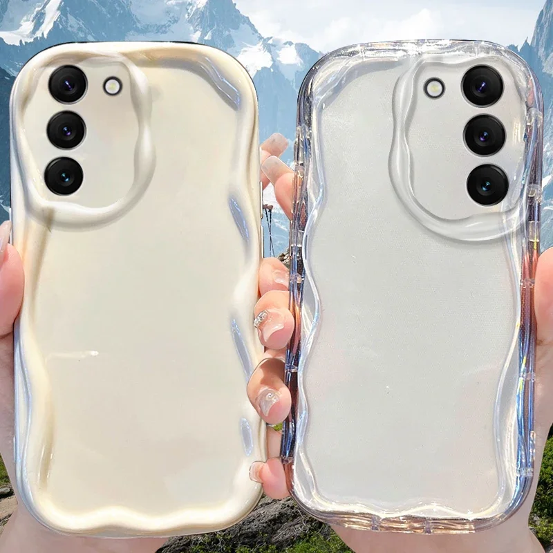 Funda clásica de onda transparente para Samsung Galaxy S25 S24 S23 S22 S21 Ultra Plus S20 FE A73 A72 A71 A56 A55 A54 5G A52 A51 4G