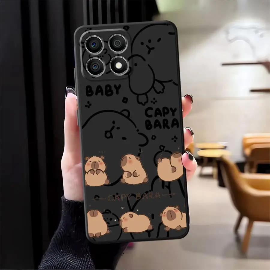 Funda de teléfono suave negra de capibara de dibujos animados para Honor X9a 200 400 Lite X8 X6 X5b 8X Magic5Lite 70 X7 90 - imagen 3