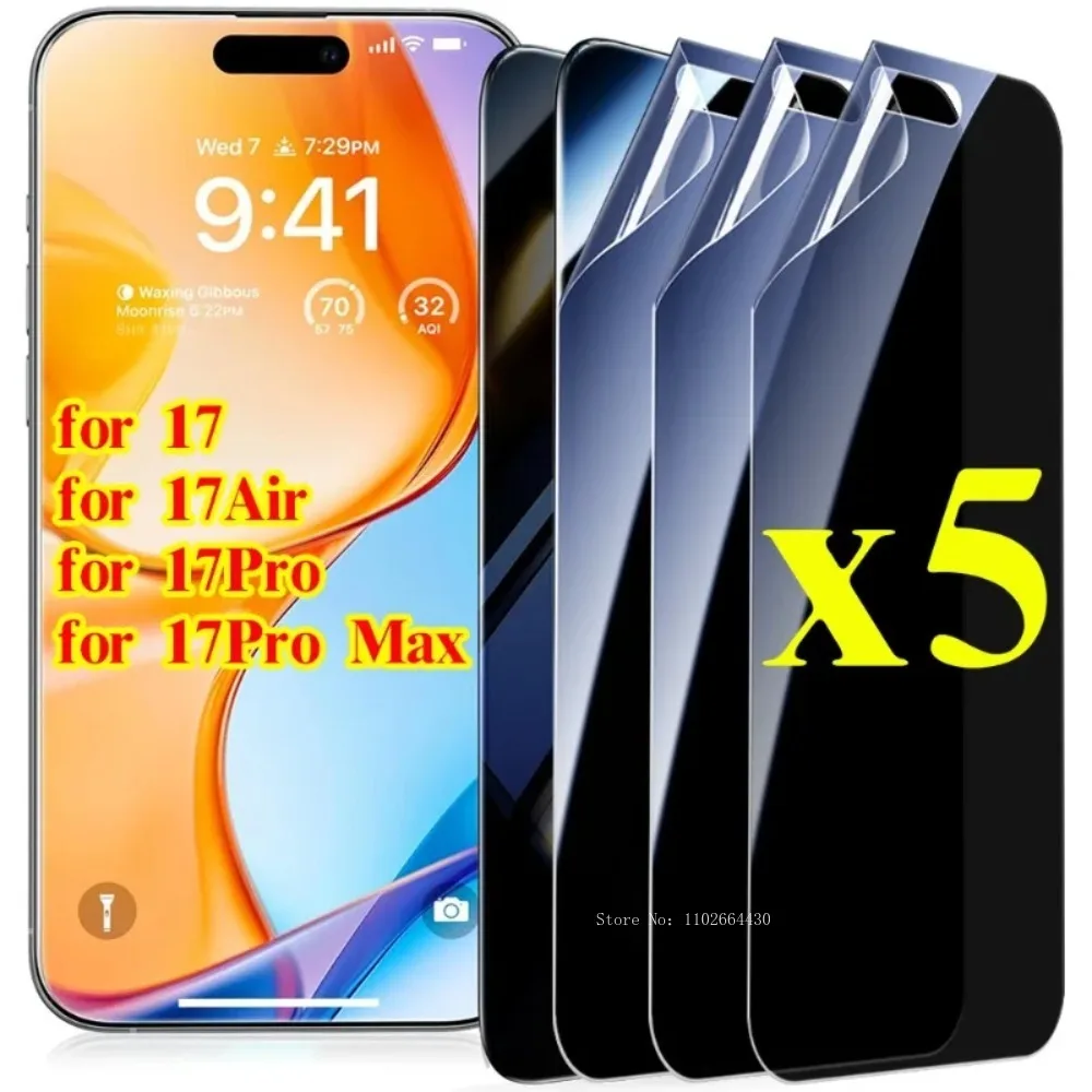 Para iPhone 17/17 Air/17Pro Max protectores de pantalla de privacidad películas de hidrogel suave cubierta para iPhone17 Air Pro película protectora antiespía