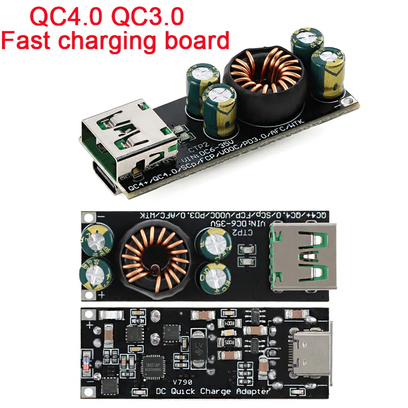 Adaptador de carga rápida para teléfono móvil QC4.0 QC3.0 USB tipo C, módulo reductor de refuerzo de 6 -35V para teléfono móvil SCP/FCP PD