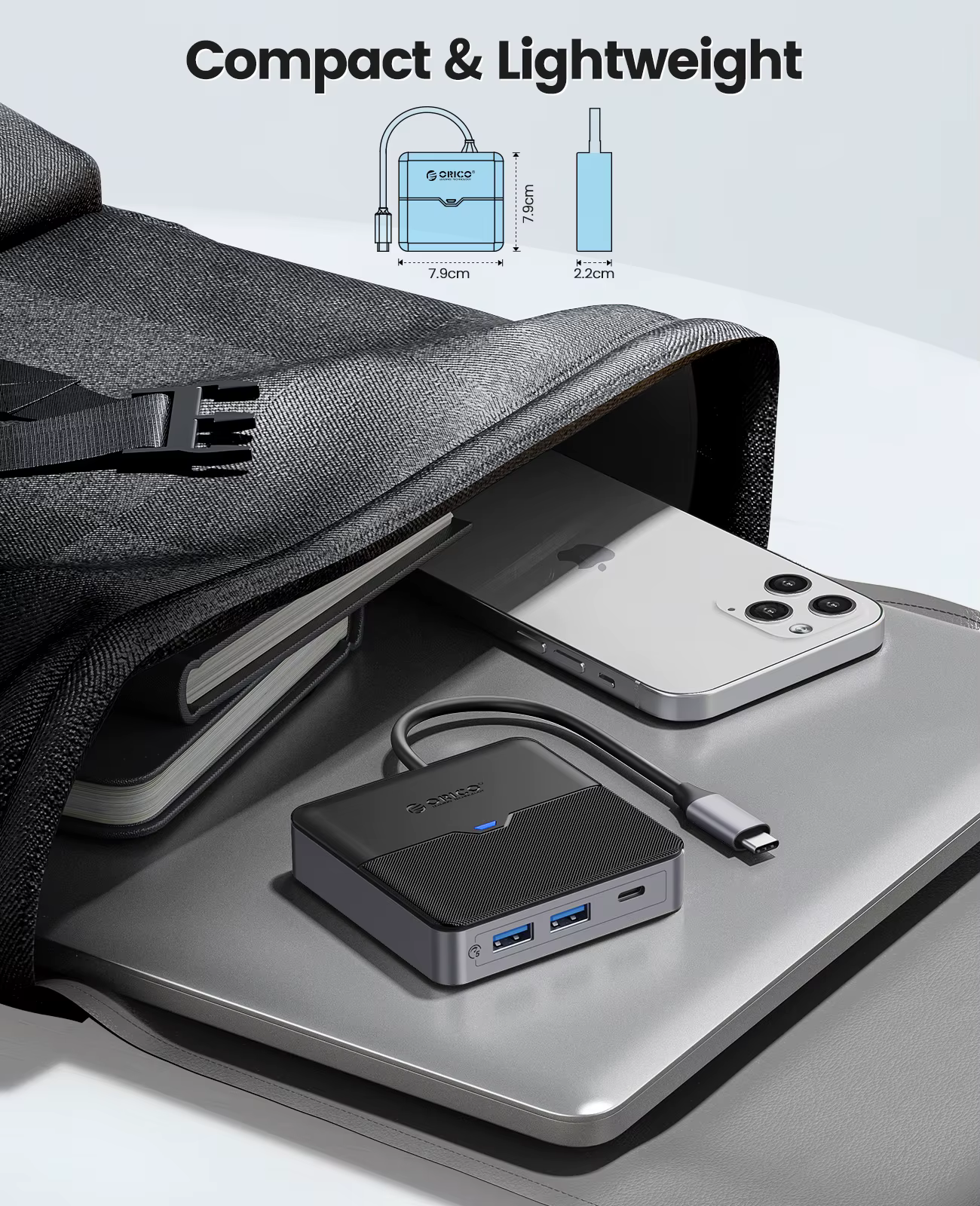 ORICO Docking Station USB-C 4K60Hz HDMI RJ45 PD MacBook iPad - imagen 2