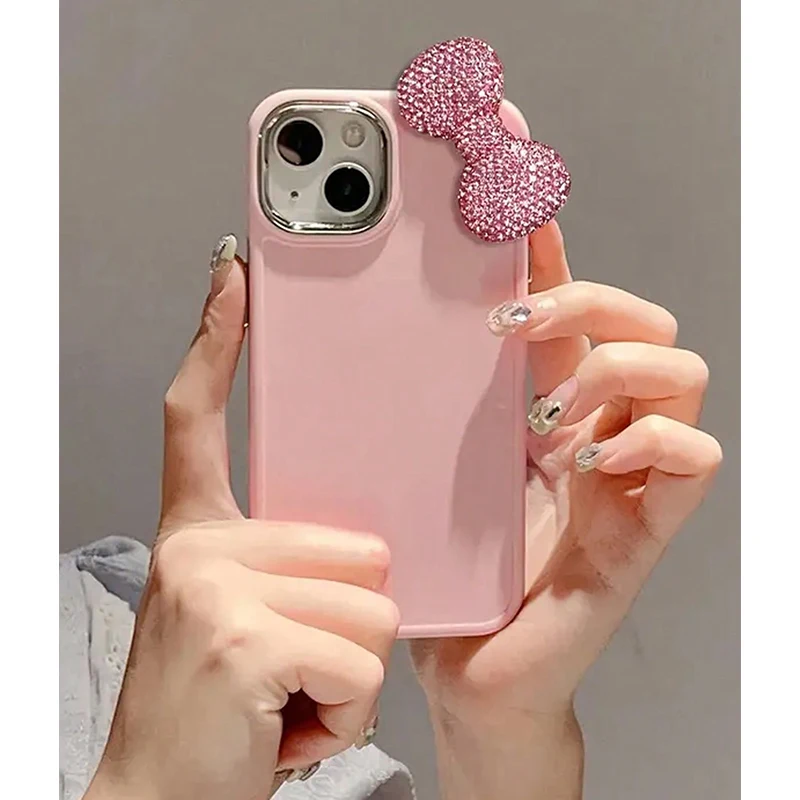 Funda de teléfono de silicona con diseño de lazo de diamantes de imitación de lujo para iPhone 16 11 12 13 14 15 Pro Max X XS XR 7 8 Plus cubierta suave a prueba de golpes - imagen 5