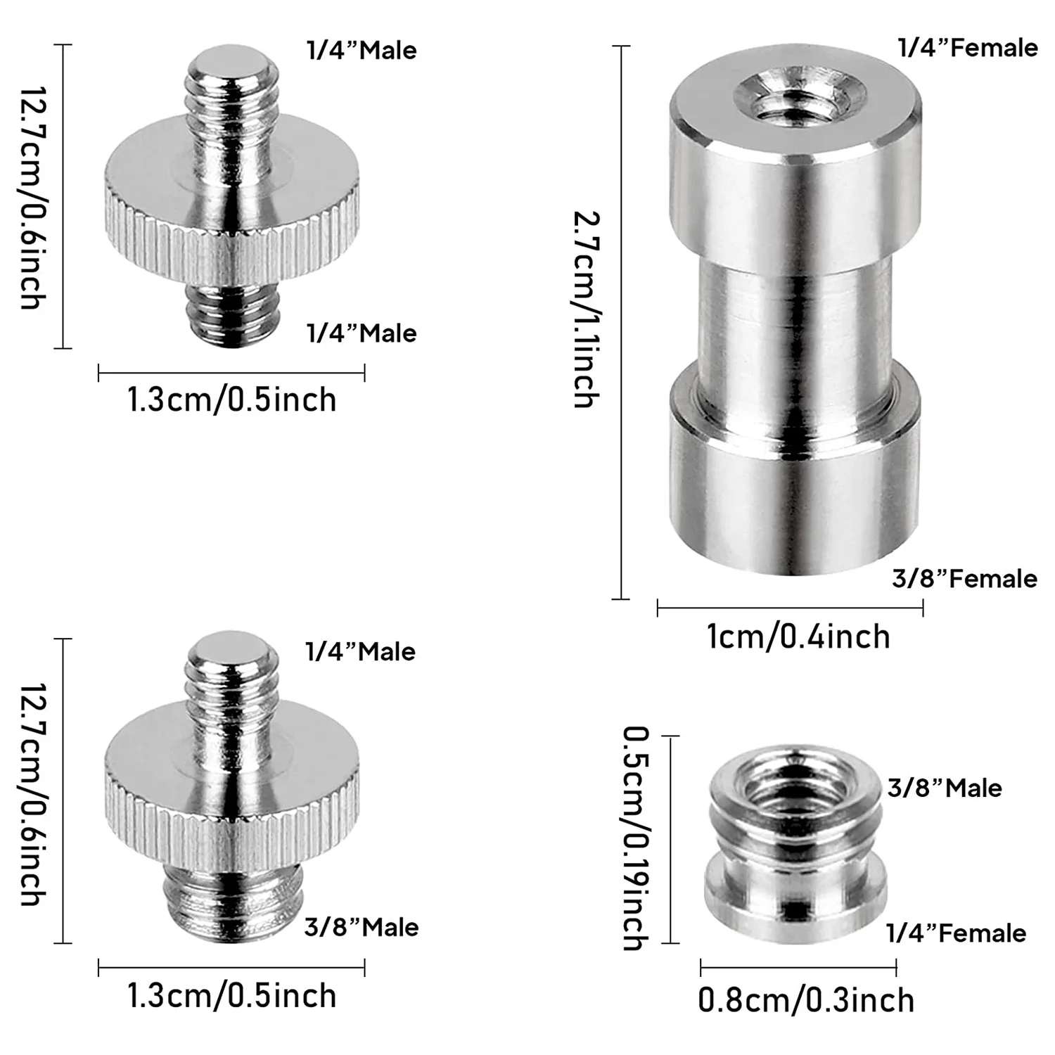 Juego de tornillos de cámara Superior de 20 piezas, convertidor de adaptador de tornillo de 1/4 a 1/4, 1/4 a 3/8, adaptador de tornillos roscados, juego de montaje de tornillo de espita - imagen 2