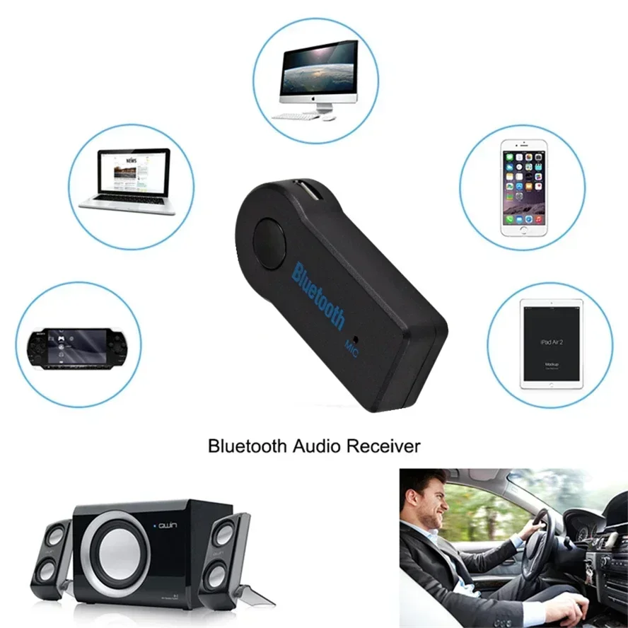 Receptor auxiliar Bluetooth 5,0 para coche, conector auxiliar de 3,5mm, música estéreo, Audio, transmisor de coche, amplificador de altavoz, adaptador inalámbrico con micrófono - imagen 4