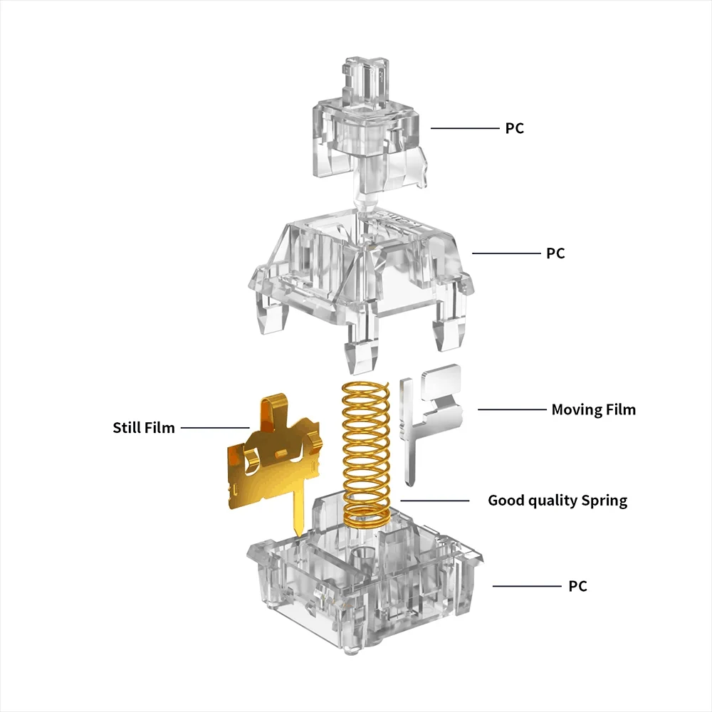 GGBOY Kailh interruptor de Limacina Clione, Interruptores lineales personalizados transparentes, Teclado mecánico claro MX SMD RGB, 5 pines, 38 gf - imagen 4