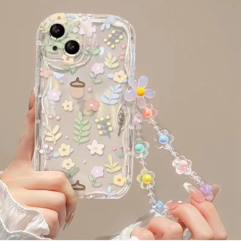 Funda con cadena colgante de corazón y amor de flores para Xiaomi Redmi Note 13 Pro 5G 12 4G 11 12 13 Pro Plus 12S Redmi 12 13C 12C 9 9A A1 A2 Plus - imagen 5