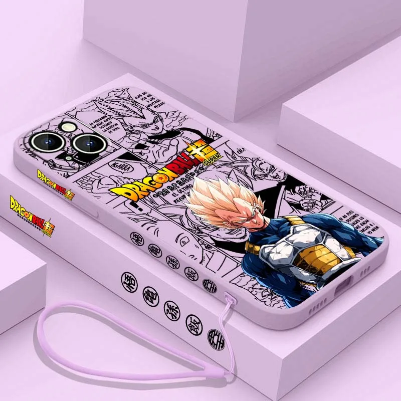 D-Dragon Ball Vegeta Trunks cubierta para Apple iPhone 17 16 15 14 13 12 11 Air Mini Plus Pro Max funda de teléfono con cuerda izquierda líquida - imagen 5