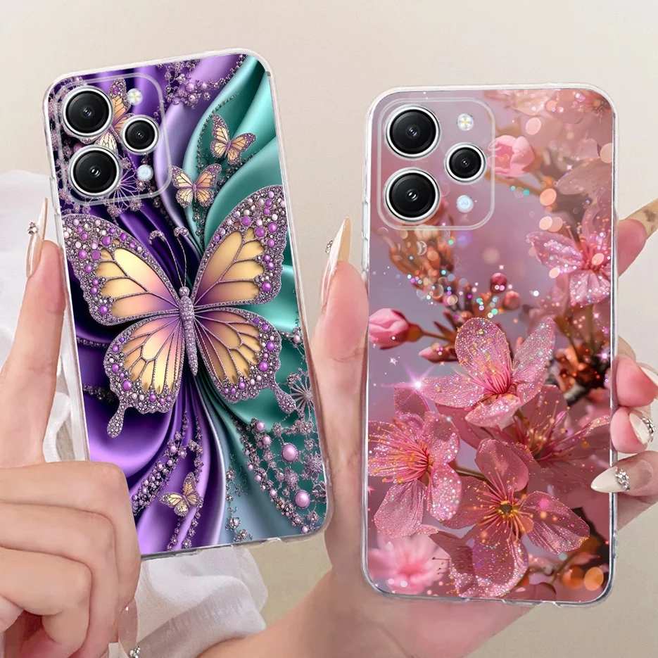 Para Xiaomi Redmi 12 funda de lujo mariposa árbol pintado cubierta 6,79 ''funda de teléfono delgada suave para Xiaomi Redmi 12 Redmi12 Fundas bolsas - imagen 4