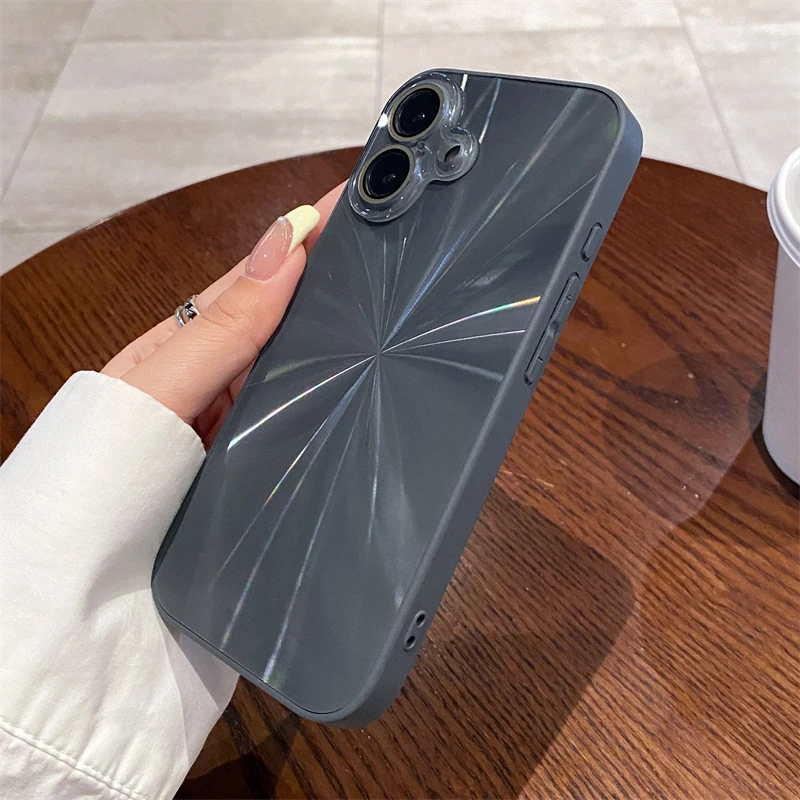 Funda Aurora con diseño de CD láser colorido de lujo para iPhone 16, 15, 14, 13, 12, 11 Pro Max, parachoques a prueba de golpes, protección de cámara, cubierta dura - imagen 5