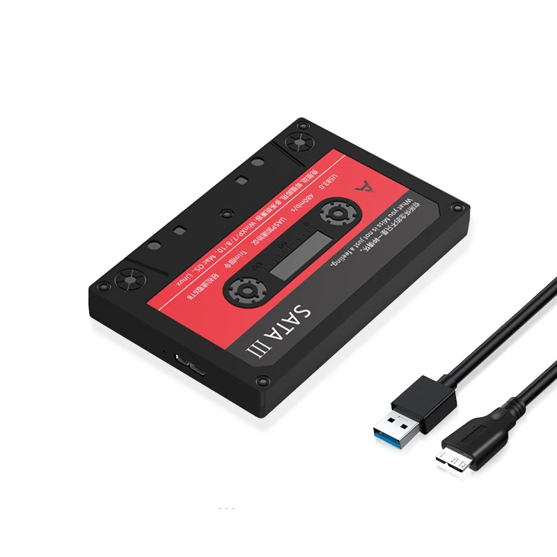 Caja de disco duro SATA de 2,5 pulgadas, 6Gbps, 6TB, USB 3,0, caja de conversión SSD para ordenador portátil, caja externa de disco duro de Cassette Retro para Notebook y PC