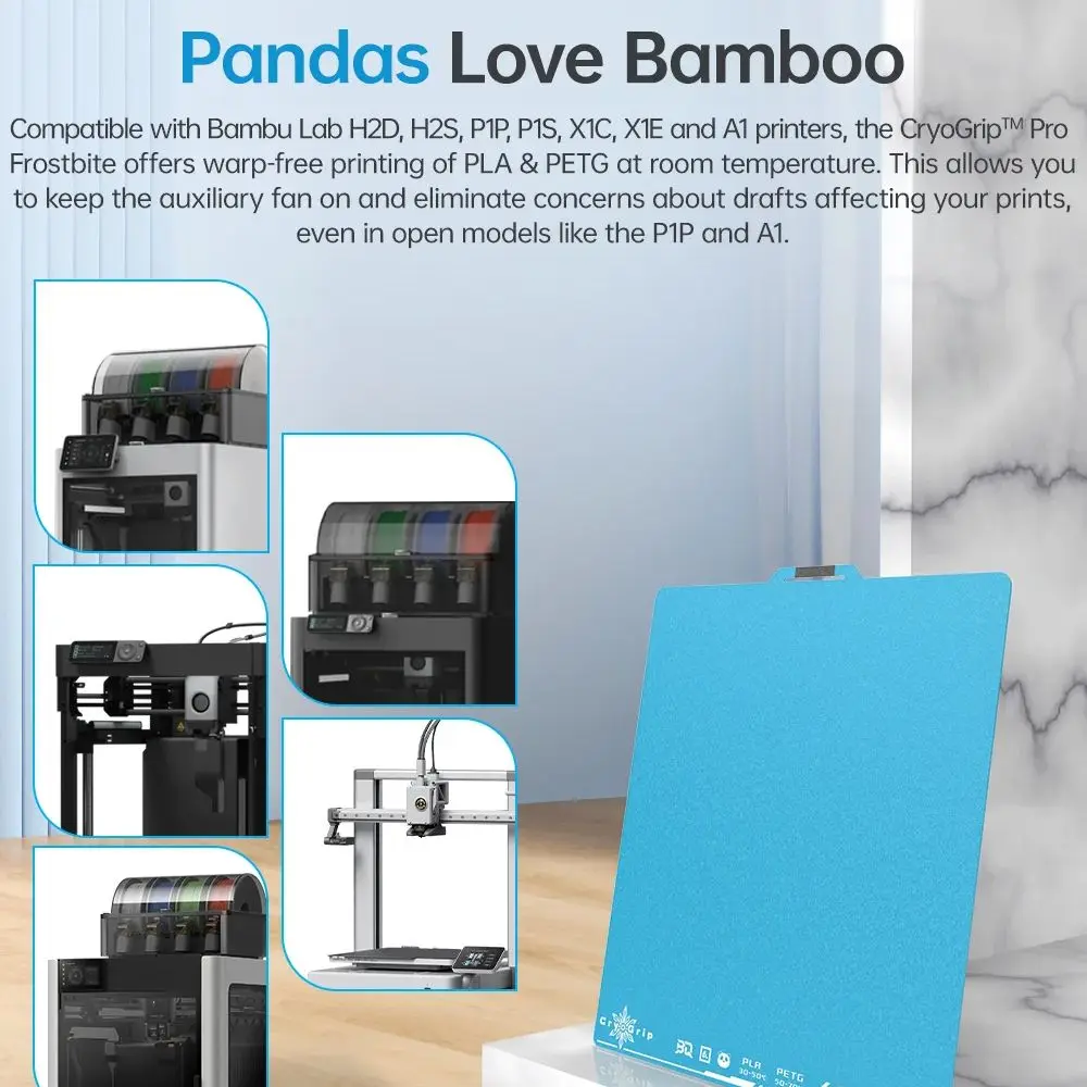 BIQU Panda Placa de construcción CryoGrip Pro recubrimiento sin obstrucciones resorte de acero de doble cara para impresora 3D BambuLab Voron Kobra Adventurer 5M - imagen 5