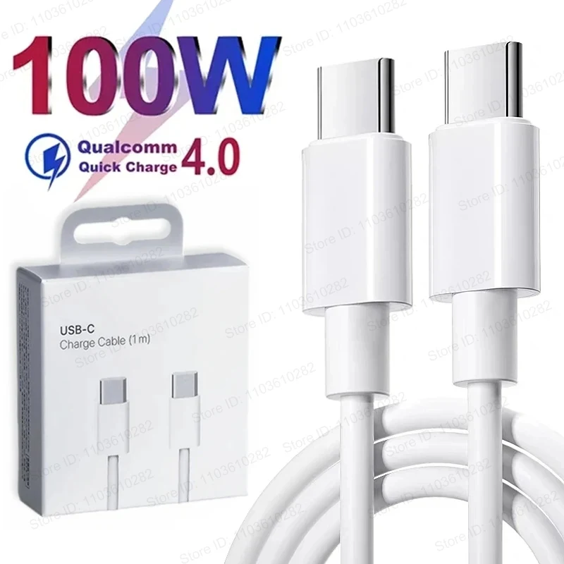 Cable PD USB C a tipo C de 100W para iPhone 15 Plus 15 Pro Max Samsung Moto Huawei Honor Realme Xiaomi Cable de carga rápida Dual tipo C