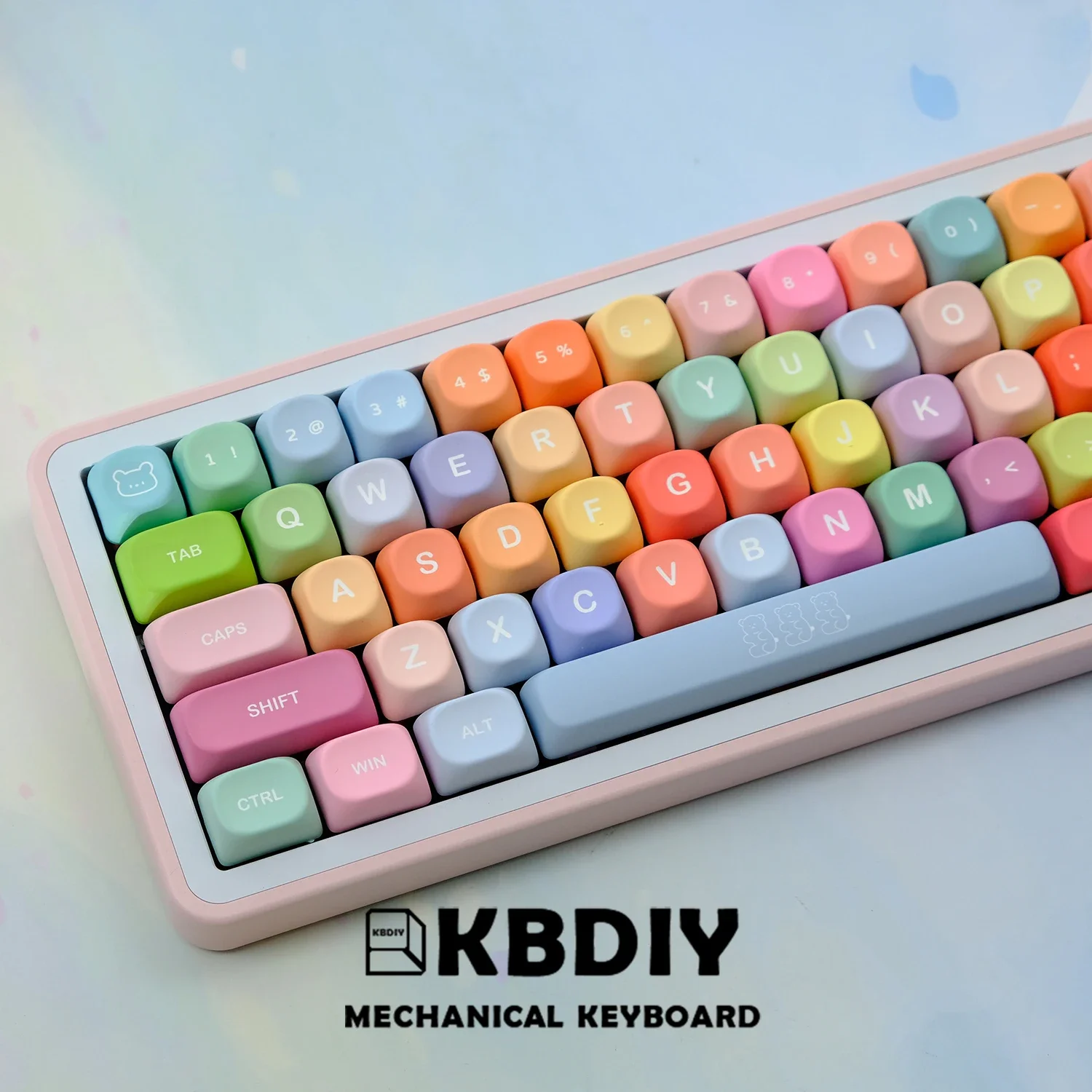 KBDiy-teclas PBT de osos de goma, perfil KOA, bonitas, personalizadas, 7U, para teclado mecánico, juego ak820 pro mad 68he 60, 131 teclas aula F87 F108 F99 Pro ACE60 ACE68 RAINY75 AK74 gx87 crush80 raven68 mad 60he ak8 - imagen 3