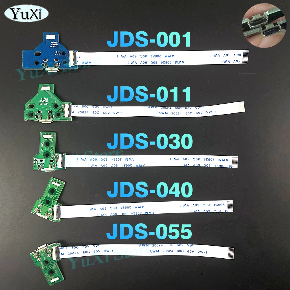 Para PS4 Pro Slim USB Micro placa de carga puerto Jack Socket 12 pines 14 pines Kit de Cable de cinta flexible para JDM JDS-001/011/030/040/050/055 - imagen 2