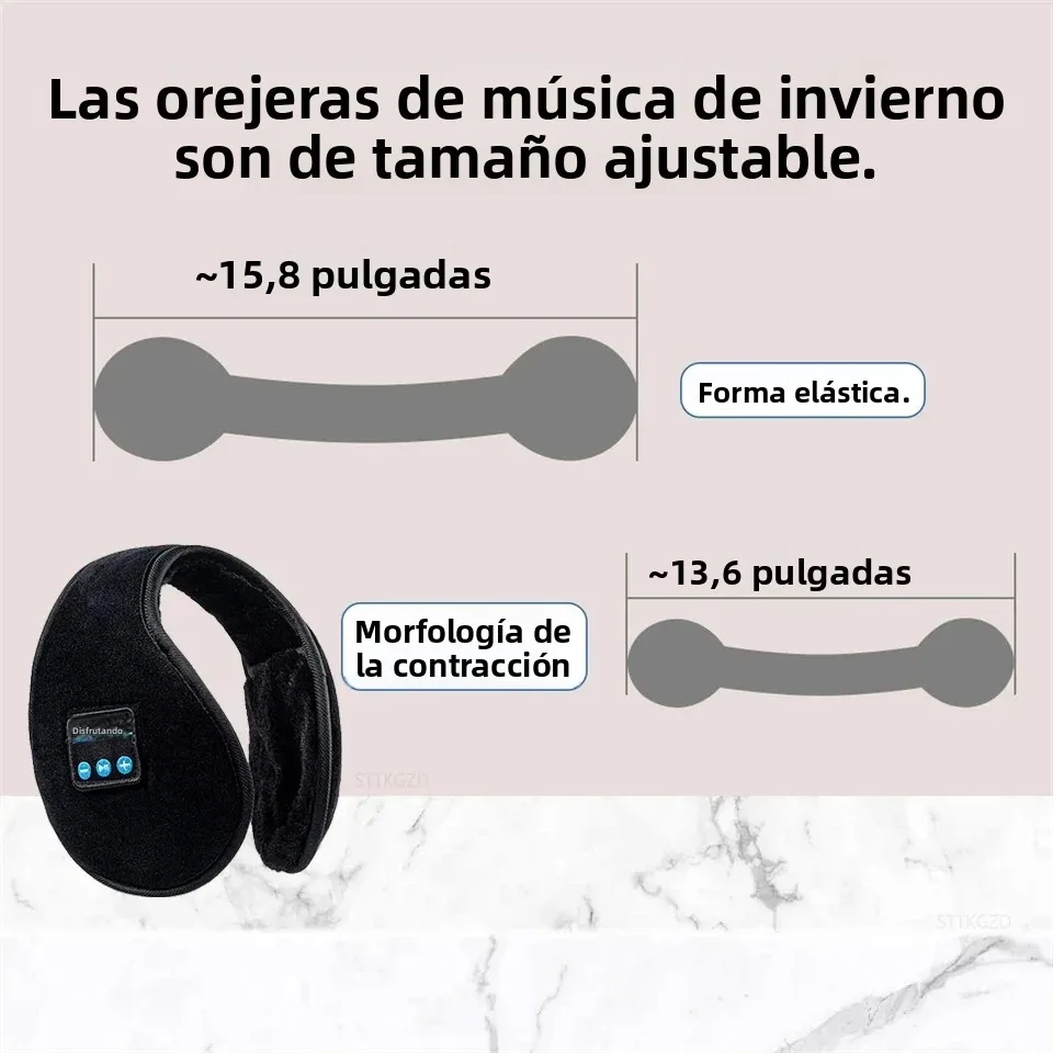 Orejeras inalámbricas con Bluetooth, orejeras para invierno, gorro informal, calentador deportivo para montar, orejeras para hombres y mujeres, auriculares de música - imagen 5