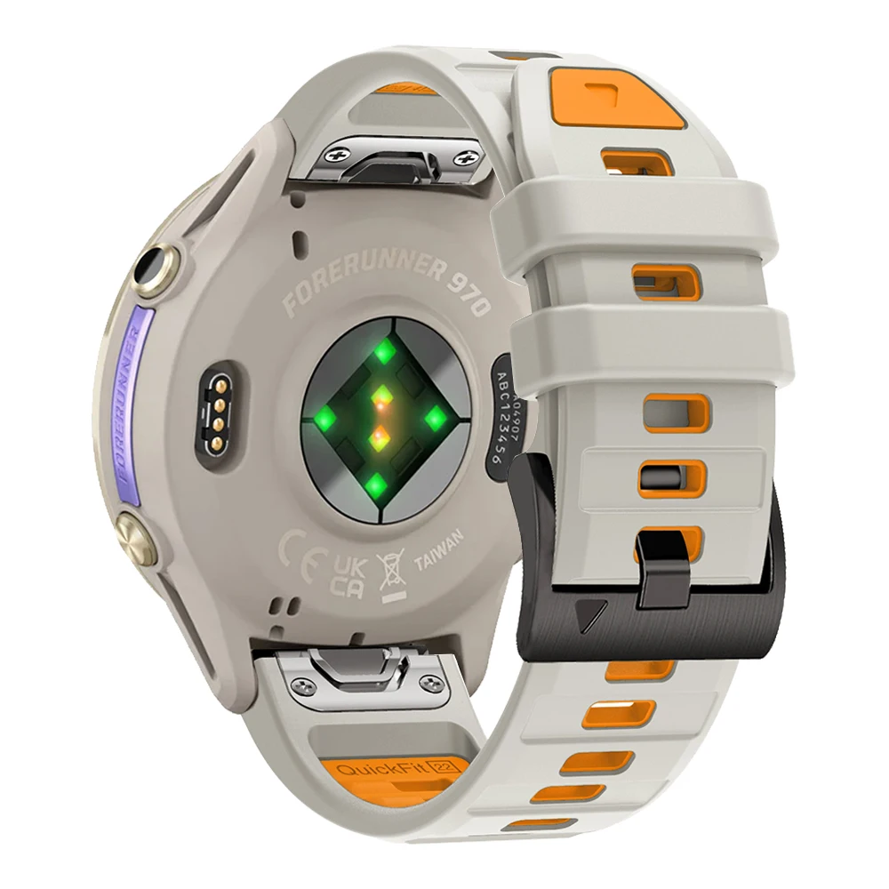 Correa de reloj de repuesto QuickFit de 22mm para Garmin Forerunner 970 965 955 945 935 745 MARQ pulsera deportiva de silicona de dos tonos - imagen 3