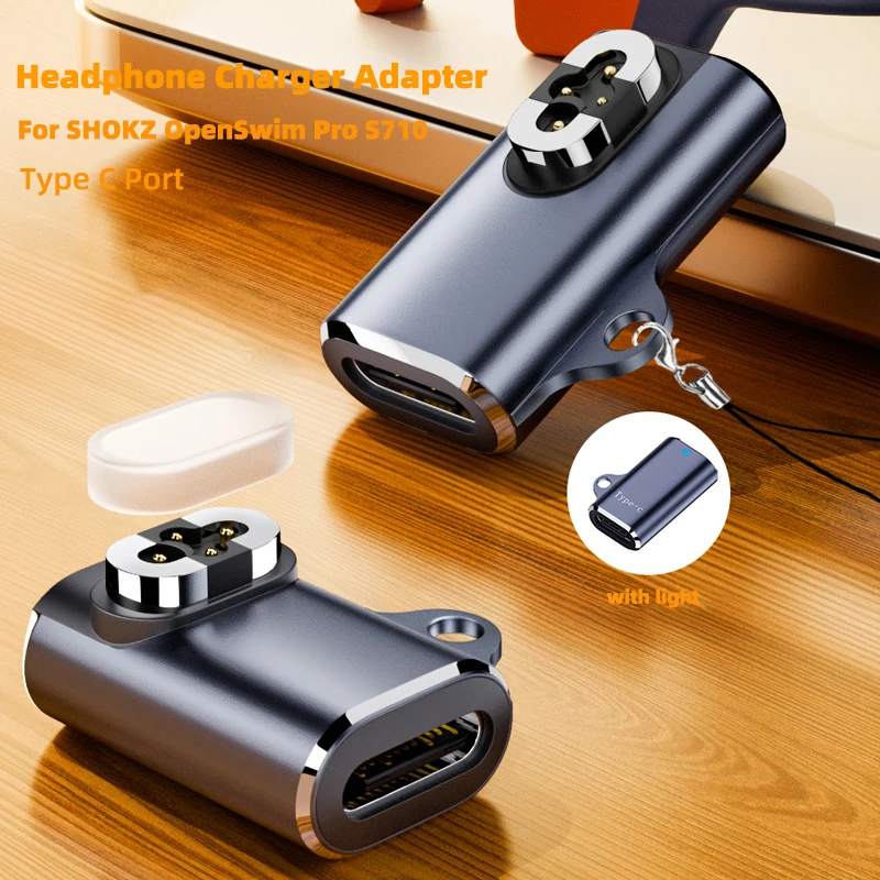 Adaptador de cargador de auriculares portátil para SHOKZ OpenSwim Pro S710 USB C convertidor de carga rápida para conector magnético Shokz
