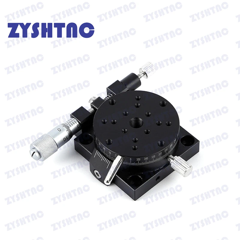 Plataforma de ajuste de ángulo de alta precisión, eje R, 60mm, RS60-L, Manual, 360 grados, micrómetro deslizante giratorio óptico 40/80/90 - imagen 2