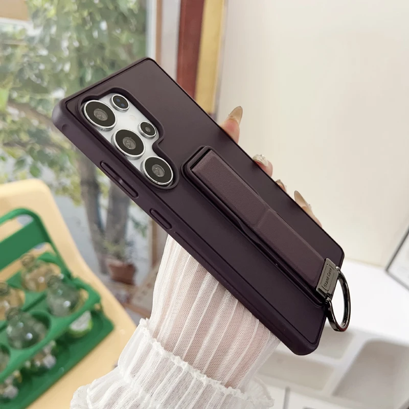 Nueva funda de teléfono con anillo de soporte de empuje de Metal mate de Color sólido de lujo para Samsung S25 Ultra S23 S24 Ultra Plus cubierta trasera de parachoques - imagen 5