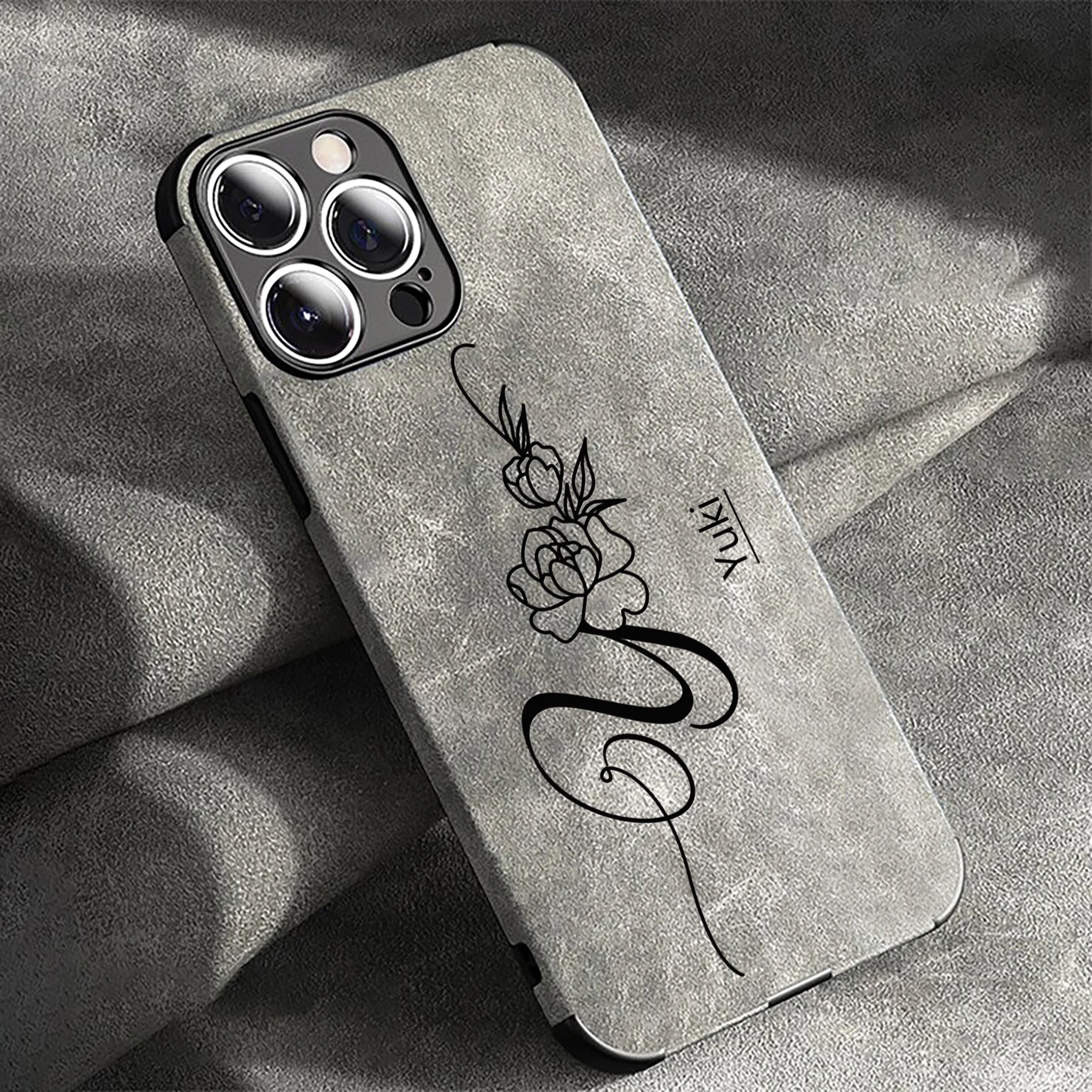 Nombre personalizado Patrón de rosa personalizado Funda de teléfono de cubierta completa para iphone17 16 15 14 13 12 11ProMax Plus, Funda suave de cuero de piel de espuma