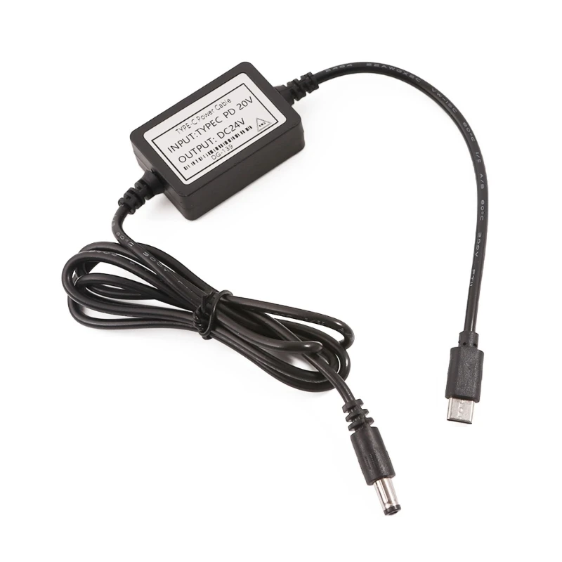 Cable alimentación con conector USB C PD12V, 15V, 20V a 24V, 5,5x2,1mm, carga rápida para impresoras y pantallas Led