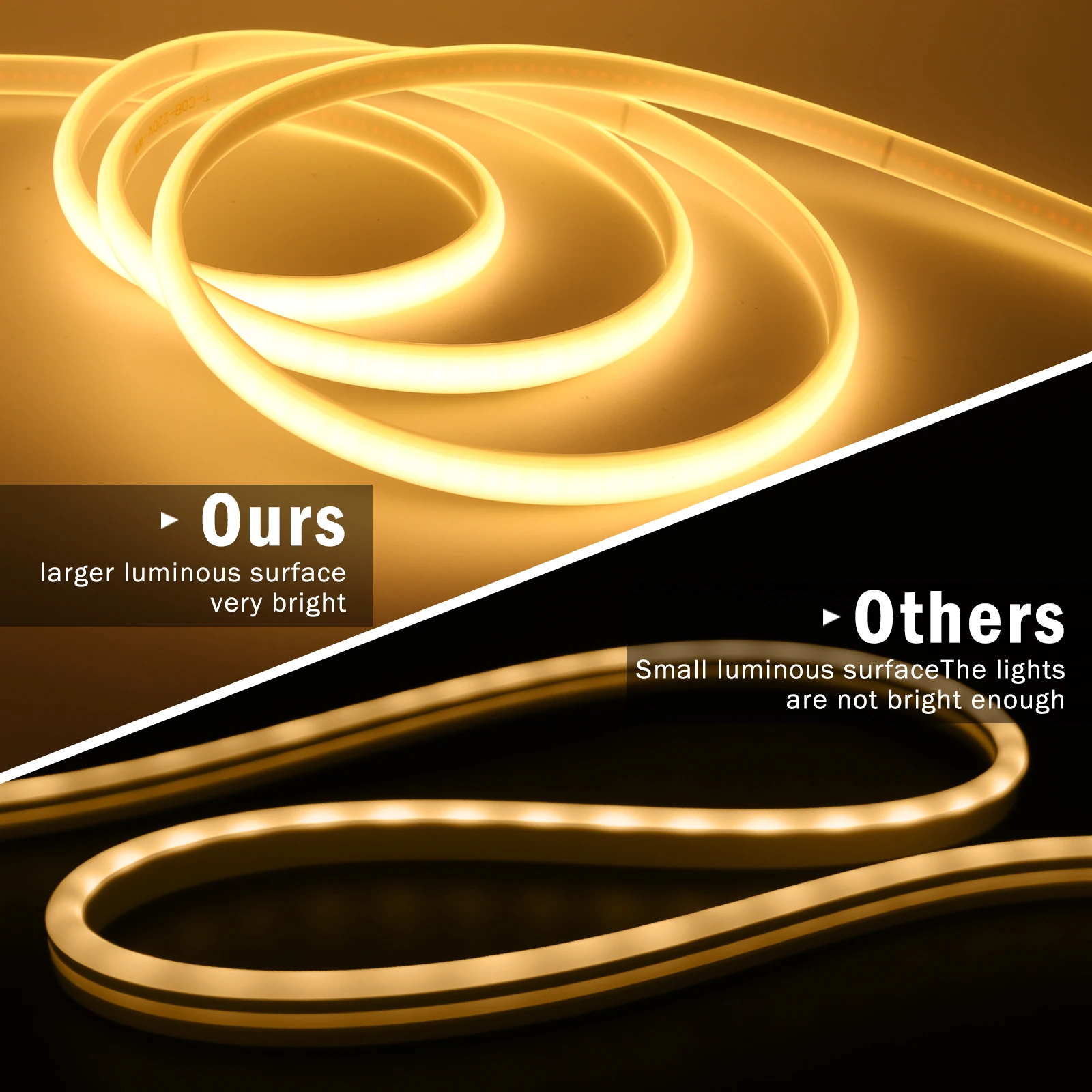 Cinta Led regulable de 220V, tira Led COB de alto brillo 288LEDs/M para habitación, cinta Flexible impermeable para iluminación de jardín al aire libre - imagen 5