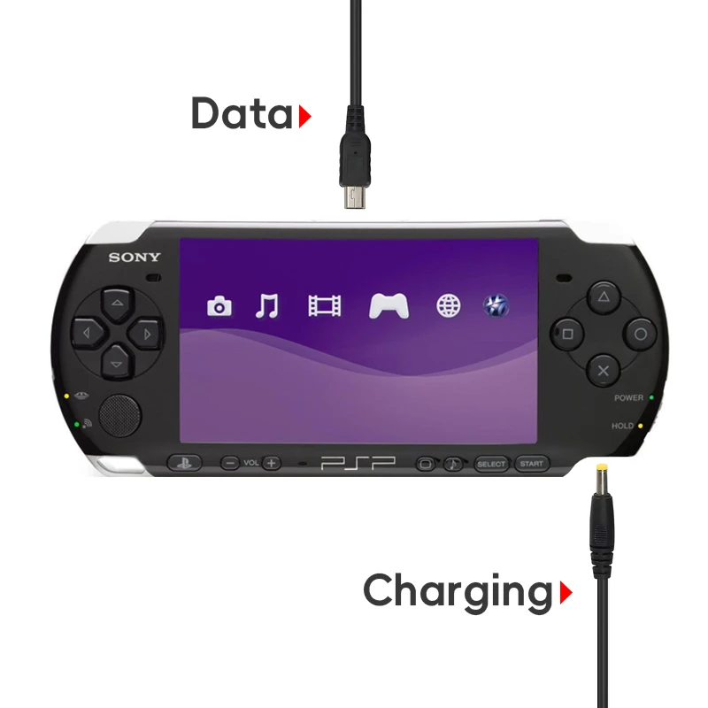 Cargador USB 2 en 1 para consola de juegos PSP 1000 2000 3000 Cable de datos USB + Cable cargador accesorio de juego - imagen 2