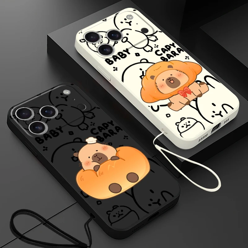 Funda de pan de pareja de dibujos animados para Apple iPhone 11 12 13 Pro Max 16 14 15 Plus XR XS 7 8 16e 17 Air Soft Cover