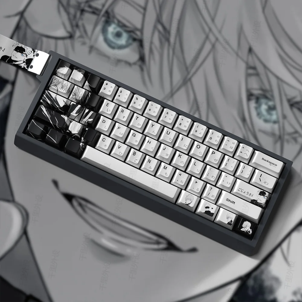 Juego de teclas de Anime con tema Satoru Gojo, teclas de teclado de sublimación PBT, teclas de perfil de cereza personalizadas para teclado mecánico de 105 teclas - imagen 3