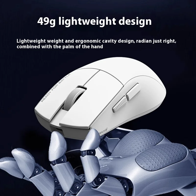 REDRAGON G49 ratón inalámbrico 4K PAW3395 bajo retardo Bluetooth tres modos e-sports Gaming Mouse ligero PC Gamer accesorios Gif - imagen 3