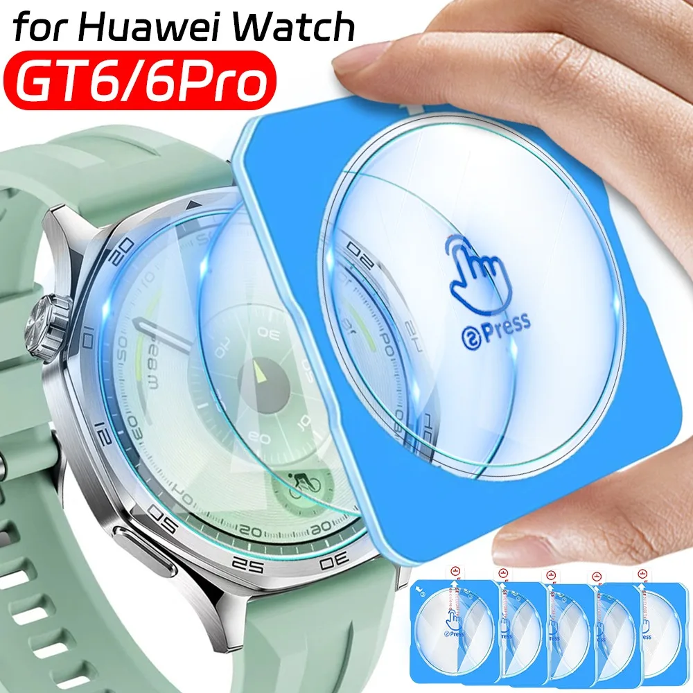 Protector de pantalla HD Premium de 5 uds para Huawei Watch GT6 41mm 46mm GT6 Pro vidrio templado con fácil Kit de instalación de alineación automática