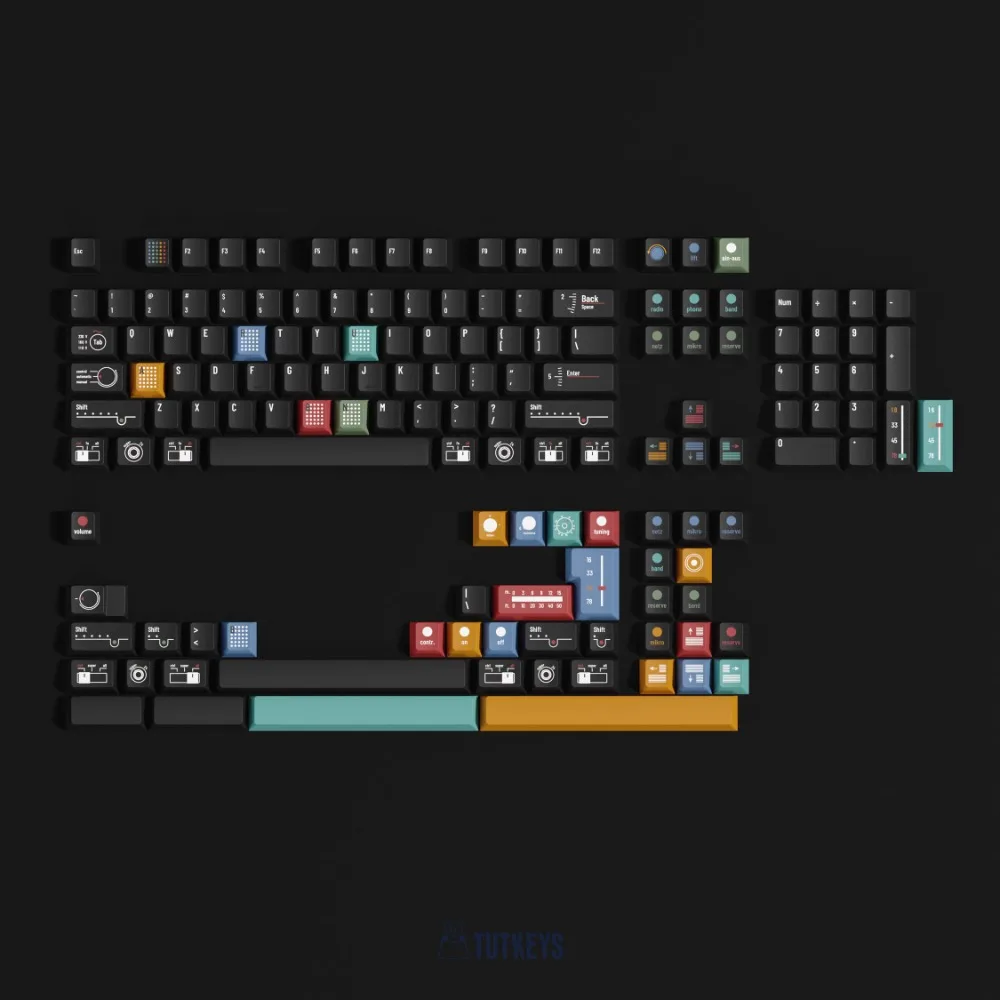 Juego de teclas TUTKEYS Ag1921, tapa de teclado de estilo Braun negro personalizado, tapa de tecla de juego de perfil Cherry para teclado mecánico, PBT, 146 teclas