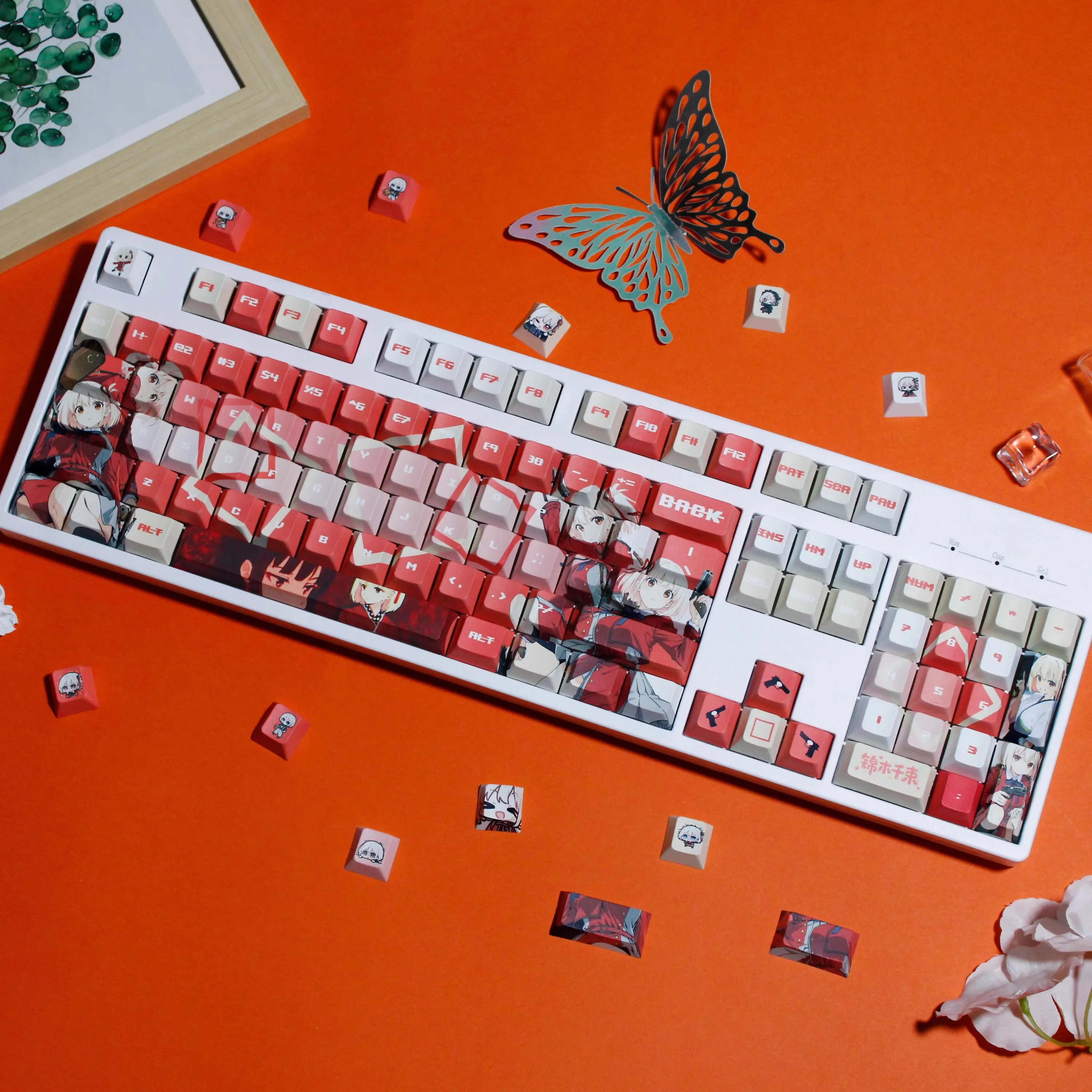 Teclas con tema de Anime Nishikigi Chisato, bonito perfil Cherry/XDA, Sub Keycap PBT, teclas personalizadas para juegos, regalo para teclado mecánico - imagen 3