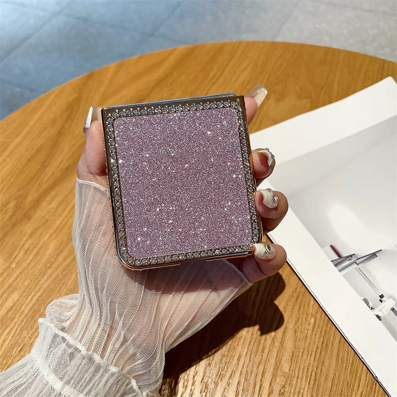 Funda de diamantes galvanizada rosa para Samsung Galaxy Z Flip 6 5, cubierta a prueba de golpes con purpurina para Samsung Z Flip 5 6 - imagen 5