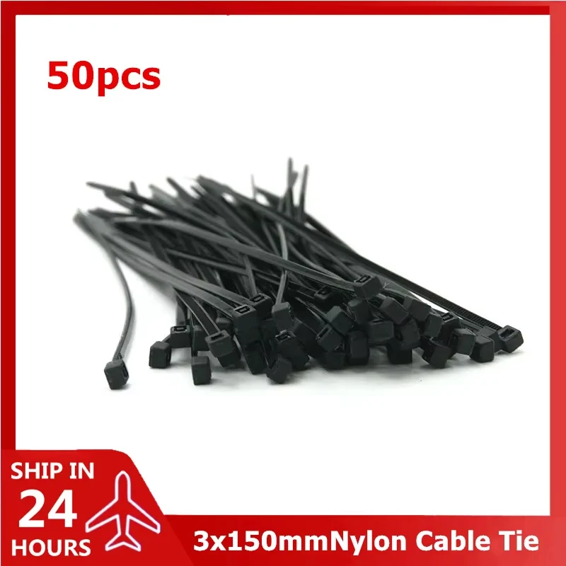 Kit de bridas para cables de ordenador de escritorio, gestión de cables de nailon, plástico autoblocante, 50 Uds., anillo de sujeción de 3x150mm, componentes para PC - imagen 2