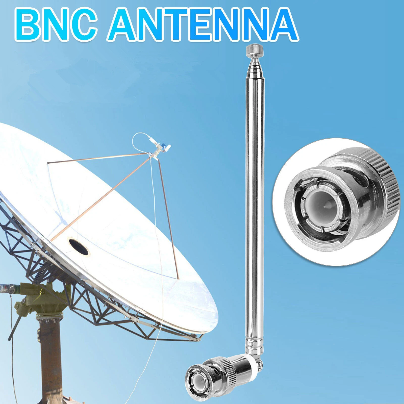 2 uds antenas BNC 25MHz - 1300MHz antena telescópica de 7 secciones antena conector macho BNC 740mm para escáner de Radio/VHF/UHF/AM/FM - imagen 5