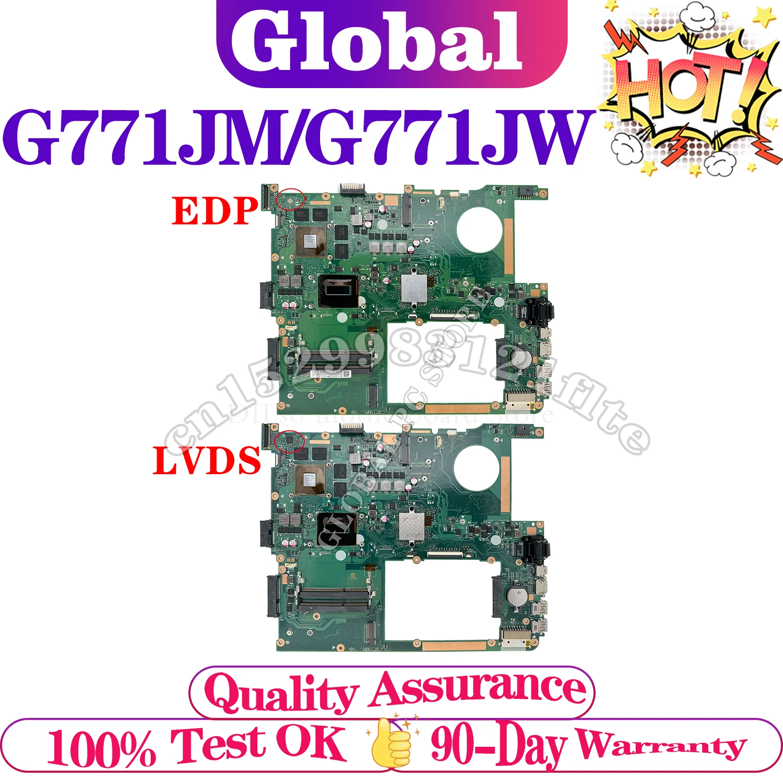 Placa base G771JM G771J G771JW GL771 GL771JM GL771JW para placa base de ordenador portátil ASUS i5 i7 GTX860M GTX960M LVDS EDP