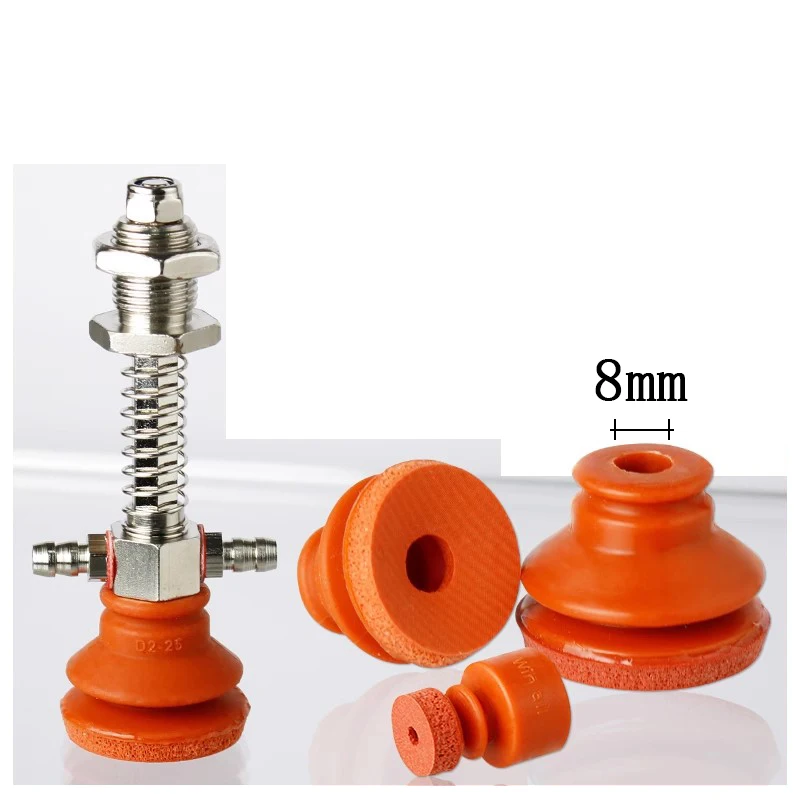 Ventosa de vacío con esponja sin rastro para máquina de moldeo por inyección, silicona roja, orificio de montaje de 8mm, manipulador, 10 Uds. - imagen 2