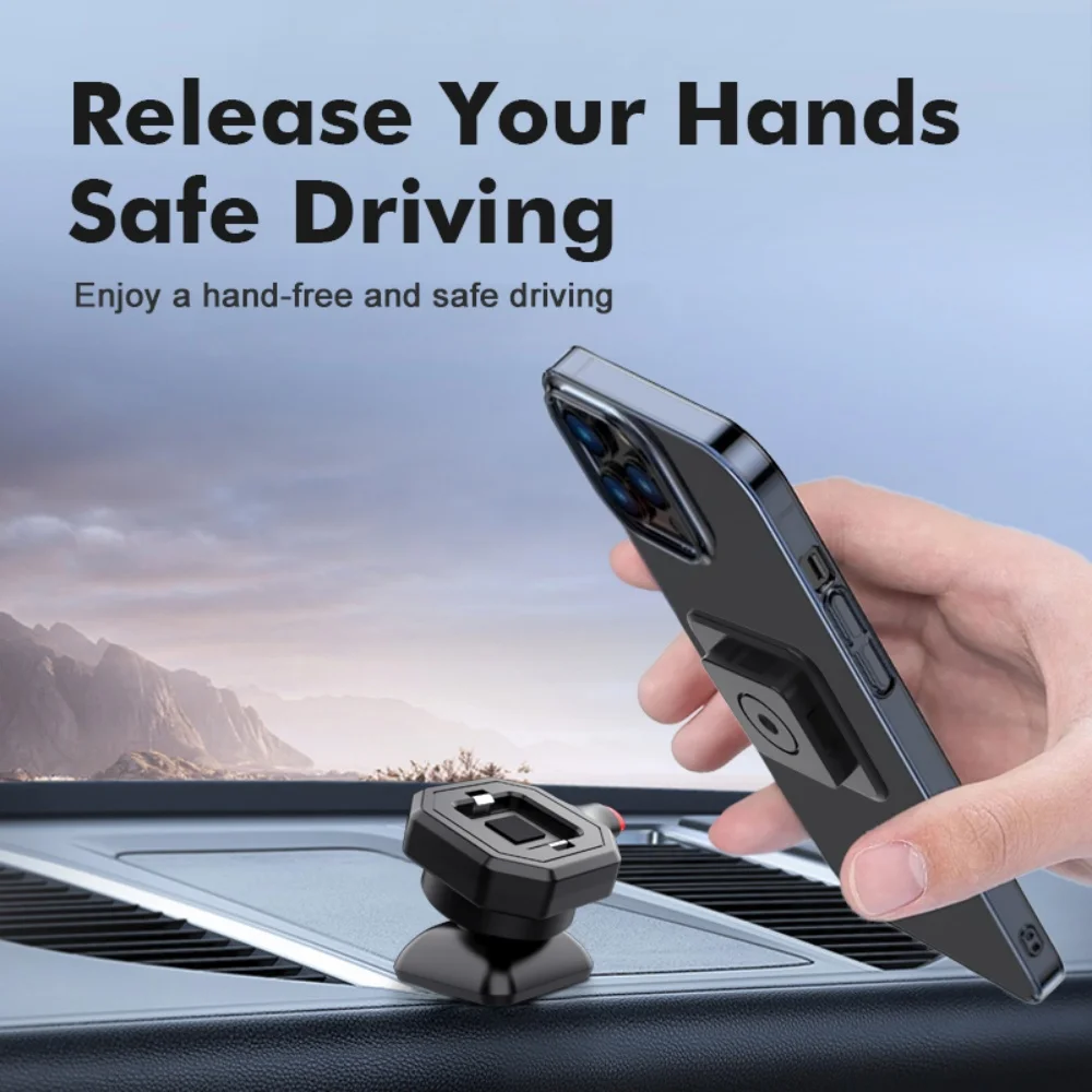 Soporte para teléfono de coche 360 ° Soporte adhesivo giratorio para teléfono GPS, instalación rápida, soporte para teléfono para salpicadero, Clip de montaje para todos los teléfonos inteligentes y coches - imagen 3