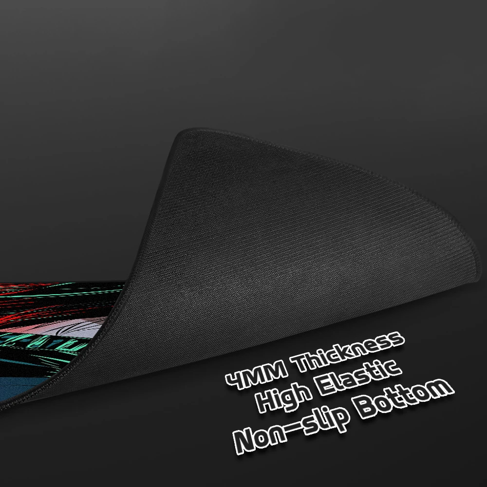 Alfombrilla de ratón de juego de Anime de gato negro estilo Cyberpunk para jugadores, alfombrilla de ratón profesional para deportes electrónicos, alfombrilla de ratón impermeable de equilibrio XL - imagen 5