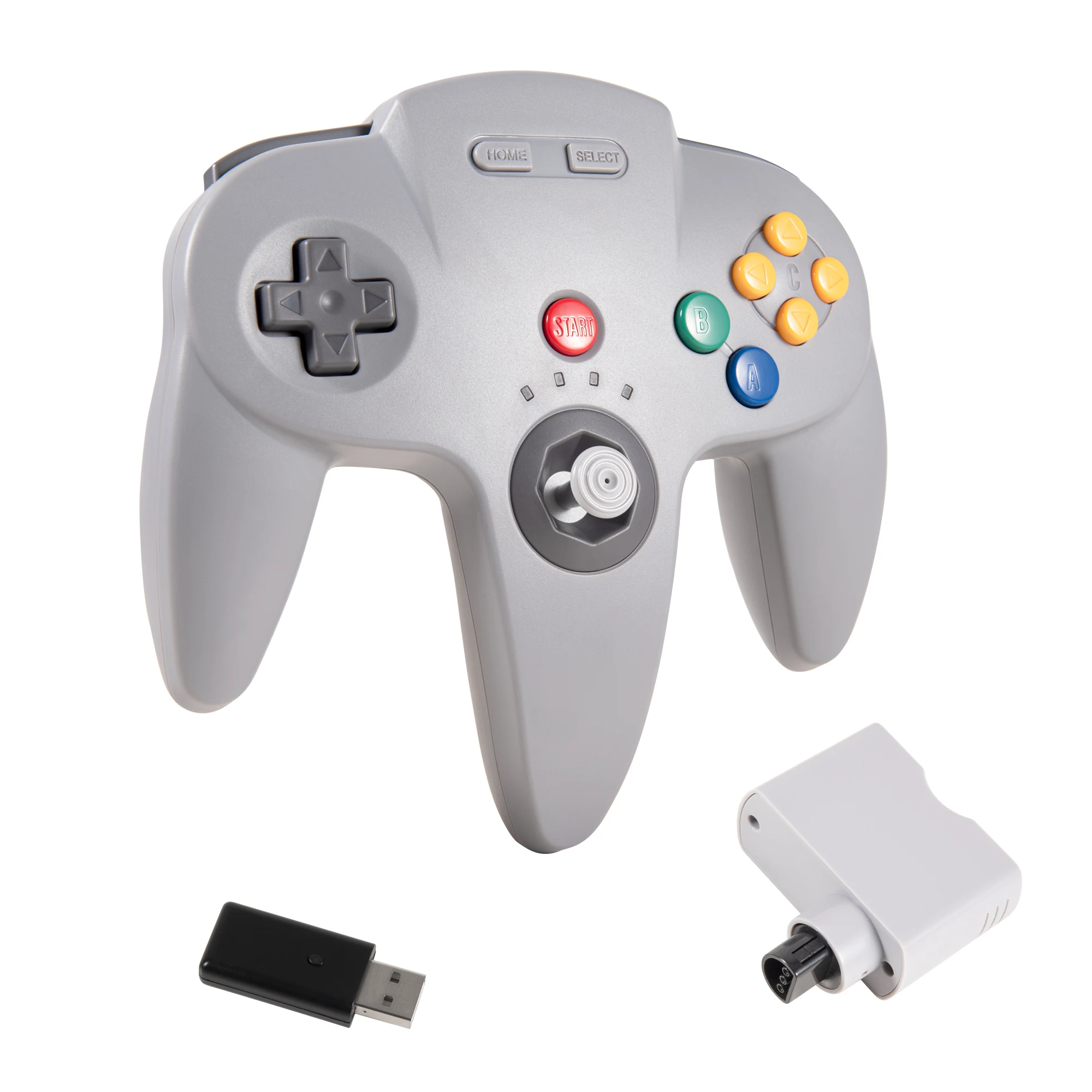 Controlador inalámbrico N64 de 2,4 GHz, control remoto incorporado con adaptador USB y N64 para interruptor N64 en línea, Windows, PC, Mac, Raspberry Pi