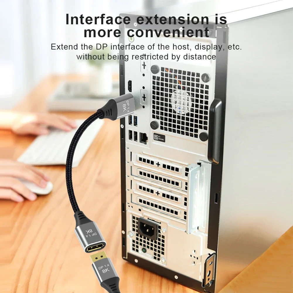 Cable de extensión Displayport 4K 144Hz 8K 60Hz DP 1,4 Cable de extensión Displayport macho a hembra funciona con puerto Displayport 1,4 - imagen 4