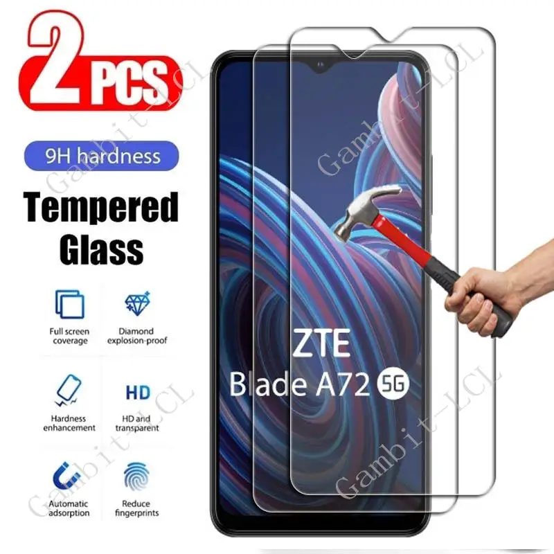 2 uds para ZTE Blade A52 Lite A72 4G 5G V40 Pro Vita V40s V41 A51 A71 A7P Libero 5G III II protección de pantalla película de vidrio templado
